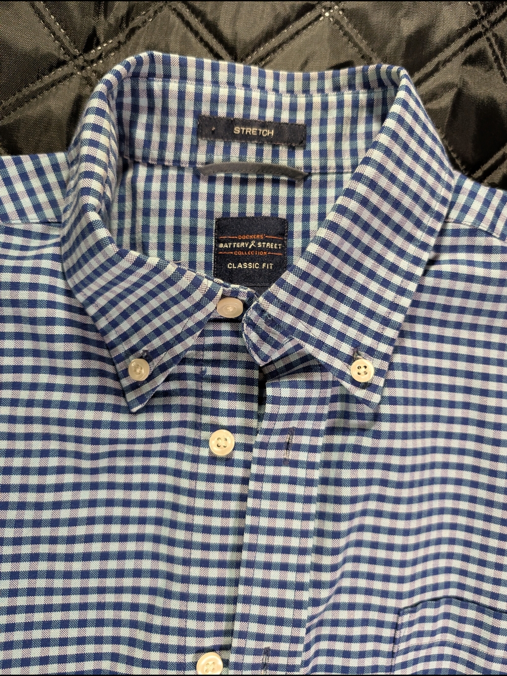 Dockers Classic Fit Blue Checkered Button-Down Dress Shirt Size M